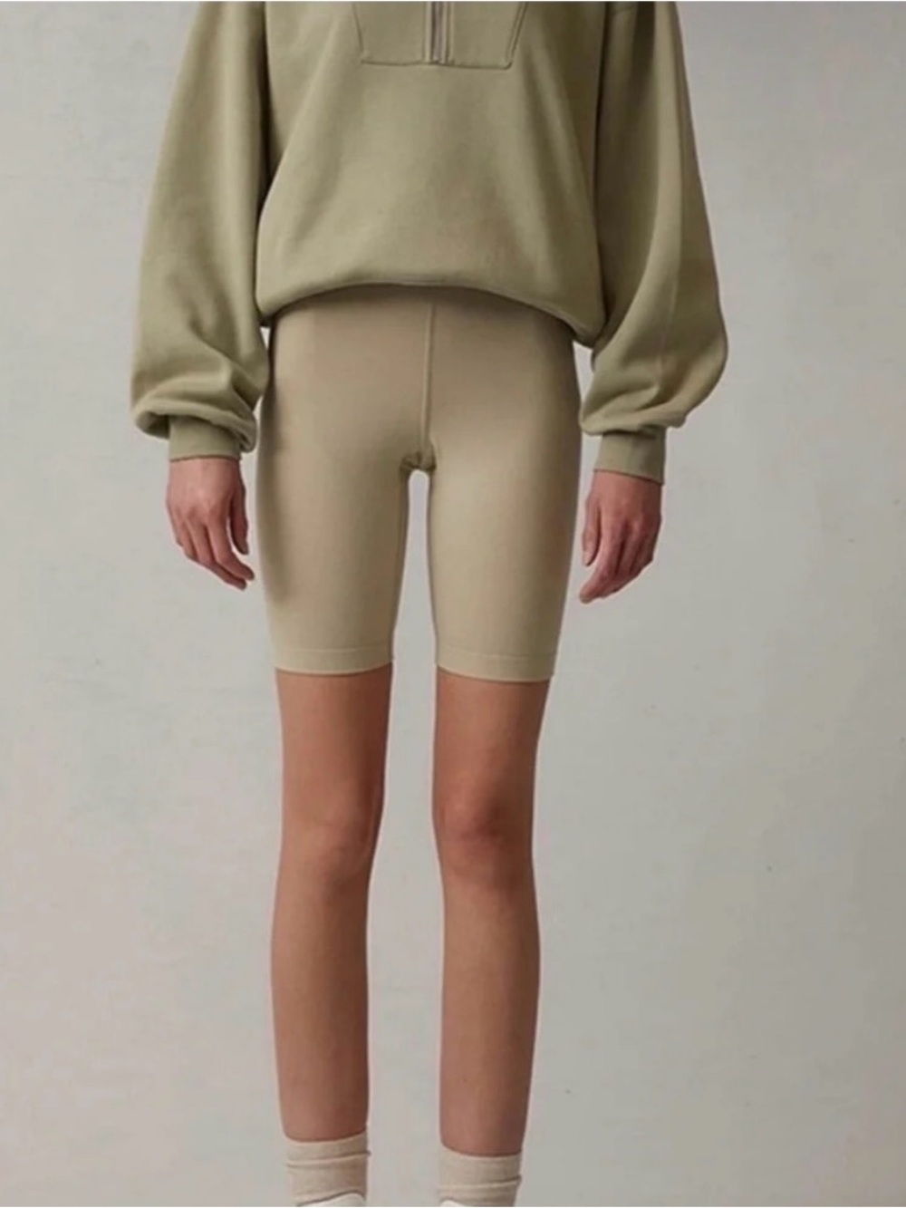 Essentials Fear of God Biker Shorts in Pale Green Tan Size Small
